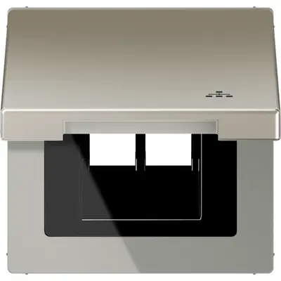JUNG klapdeksel met LAN-symbool LS990 edelstaal (ES 2990 KL LAN)