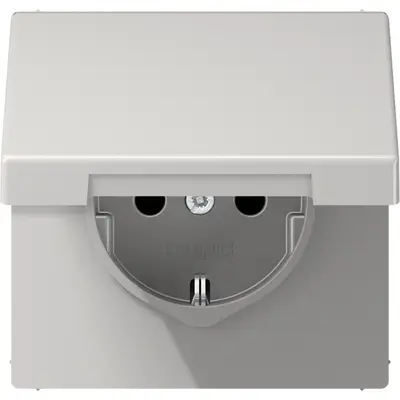 JUNG wandcontactdoos randaarde Safety+ met klapdeksel LS990 lichtgrijs (LS 1520 NBFKIKL LG)
