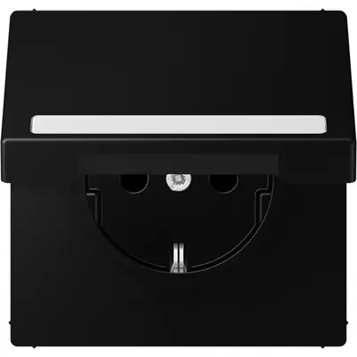 JUNG wandcontactdoos randaarde Safety+ met klapdeksel en tekstvenster LS990 grafietzwart mat (LS 1520 NBFNAKL SWM)