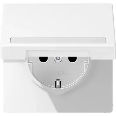 JUNG wandcontactdoos randaarde Safety+ met klapdeksel en tekstvenster LS990 sneeuwwit mat (LS 1520 NBFNAKL WWM)