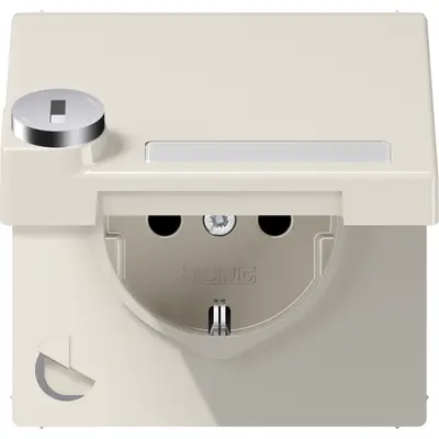 JUNG wandcontactdoos randaarde Safety+ klapdeksel tekstvenster slot LS990 creme (LS 1520 NNAKLSL)