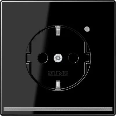 JUNG wandcontactdoos randaarde Safety+ met LED-orientatieverlichting LS990 zwart glans (LS 1520-O SW LNW)
