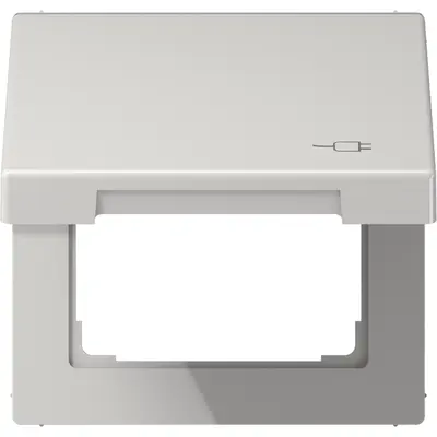 JUNG klapdeksel voor wandcontactdoos van 50 x 50 mm met stekkersymbool LS990 lichtgrijs (LS 990 BFKL SOC LG)