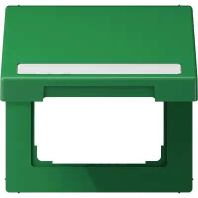JUNG klapdeksel met tekstvenster voor wandcontactdoos en centraaldelen van 50 x 50 mm LS990 groen (LS 990 BFNAKL GN)