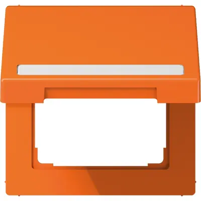 JUNG klapdeksel met tekstvenster voor wandcontactdoos en centraaldelen van 50 x 50 mm LS990 oranje (LS 990 BFNAKL O)