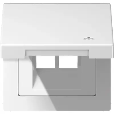 JUNG klapdeksel met LAN-symbool LS990 alpine wit (LS 990 BFKL LAN WW)