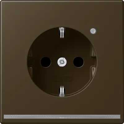 JUNG wandcontactdoos randaarde Safety+ met LED-orientatieverlichting LS990 messing antiek (ME 1520-O AT LNW)