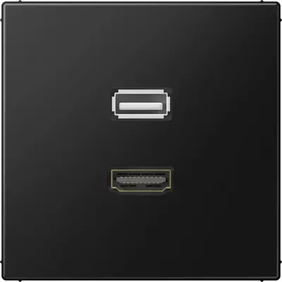 JUNG centraalplaat met draagring en 1 x USB-A en 1 x HDMI koppeling LS990 grafietzwart mat (MA LS 1163 SWM)