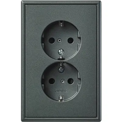 JUNG wandcontactdoos 2-voudig randaarde Safety+ voor ovale 1,5 inbouwdoos LS990 antraciet gelakt aluminium (AL 5015 KI AN-L)