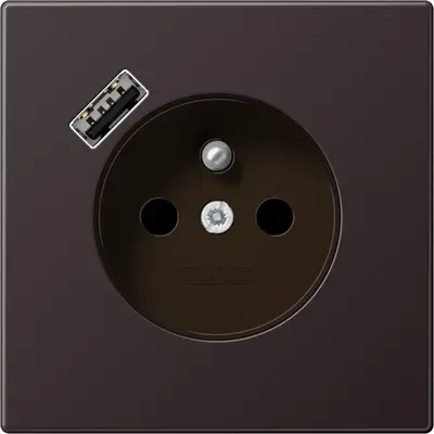JUNG wandcontactdoos penaarde Safety+ met USB type A LS990 dark gelakt aluminium (AL 1520 F-18 A D)