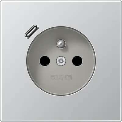 JUNG wandcontactdoos penaarde Safety+ met USB type C LS990 aluminium (AL 1520 F-18 C)