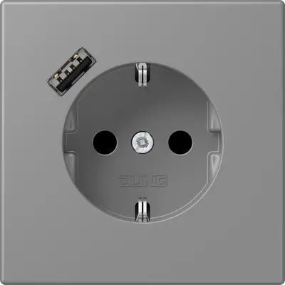 JUNG wandcontactdoos randaarde Safety+ met USB-A Les Couleurs gris 31 203 (LC 1520-18 A 203)
