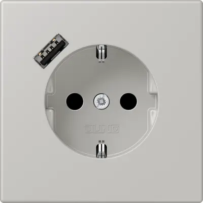 JUNG wandcontactdoos randaarde Safety+ met USB-A Les Couleurs gris clair 31 205 (LC 1520-18 A 205)