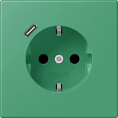 JUNG wandcontactdoos randaarde Safety+ met USB-C Les Couleurs vert 59 250 (LC 1520-18 C 250)