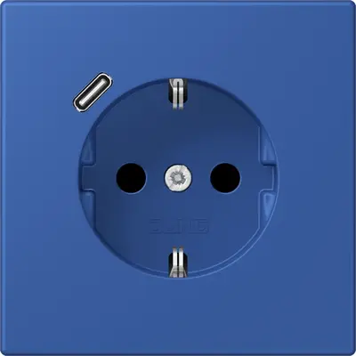 JUNG wandcontactdoos randaarde Safety+ met USB-C Les Couleurs bleu outremer 59 253 (LC 1520-18 C 253)