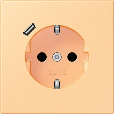 JUNG wandcontactdoos randaarde Safety+ met USB-C Les Couleurs terre sienne clair 59 258 (LC 1520-18 C 258)