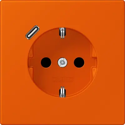 JUNG wandcontactdoos randaarde Safety+ met USB-C Les Couleurs orange vif 260 (LC 1520-18 C 260)