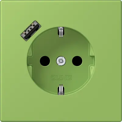 JUNG wandcontactdoos randaarde Safety+ met USB-A Les Couleurs vert 31 220 (LC 1520-18 A 220)