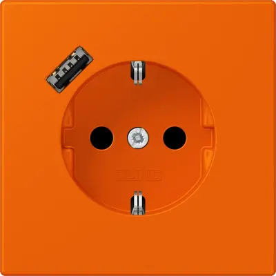 JUNG wandcontactdoos randaarde Safety+ met USB-A Les Couleurs orange 224 (LC 1520-18 A 224)