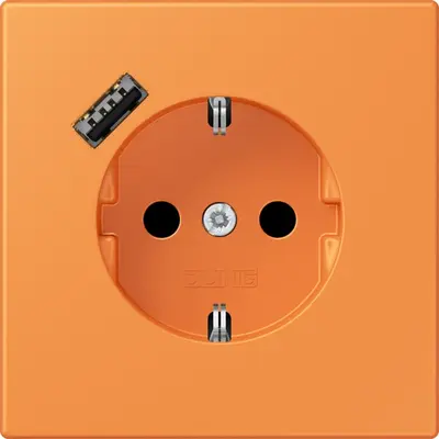 JUNG wandcontactdoos randaarde Safety+ met USB-A Les Couleurs orange clair 225 (LC 1520-18 A 225)