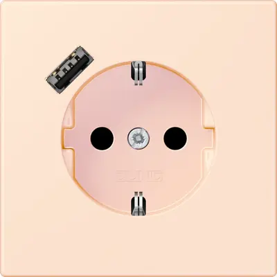 JUNG wandcontactdoos randaarde Safety+ met USB-A Les Couleurs orange pale 226 (LC 1520-18 A 226)