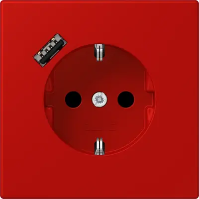 JUNG wandcontactdoos randaarde Safety+ met USB-A Les Couleurs rouge vermillon 31 227 (LC 1520-18 A 227)