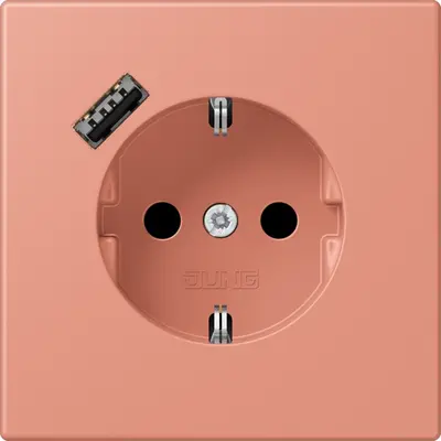JUNG wandcontactdoos randaarde Safety+ met USB-A Les Couleurs l'ocre rouge moyen 233 (LC 1520-18 A 233)