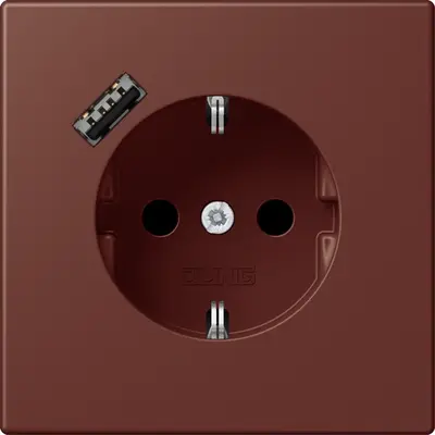 JUNG wandcontactdoos randaarde Safety+ met USB-A Les Couleurs terre sienne brulee 31 235 (LC 1520-18 A 235)