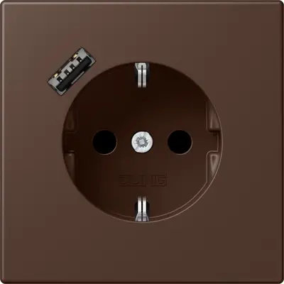 JUNG wandcontactdoos randaarde Safety+ met USB-A Les Couleurs terre d'ombre brulee 31 239 (LC 1520-18 A 239)