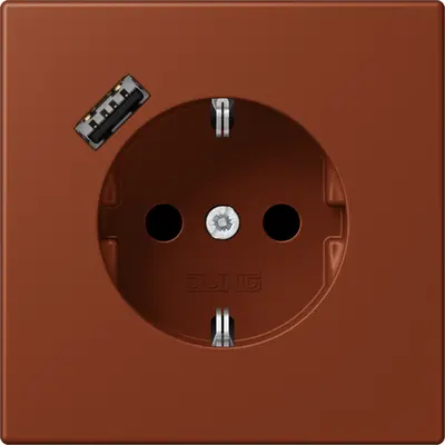 JUNG wandcontactdoos randaarde Safety+ met USB-A Les Couleurs terre sienne brulee 59 247 (LC 1520-18 A 247)