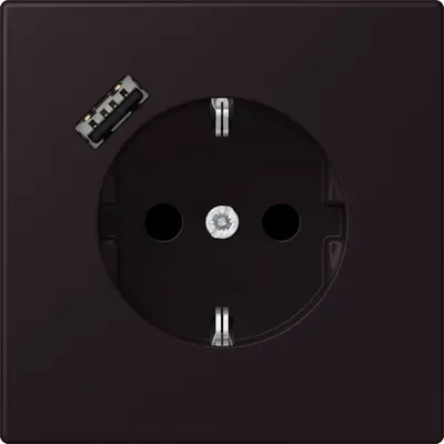 JUNG wandcontactdoos randaarde Safety+ met USB-A Les Couleurs noir d'ivoire 248 (LC 1520-18 A 248)