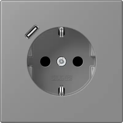 JUNG wandcontactdoos randaarde Safety+ met USB-C Les Couleurs gris 31 203 (LC 1520-18 C 203)
