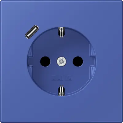 JUNG wandcontactdoos randaarde Safety+ met USB-C Les Couleurs bleu outremer 31 206 (LC 1520-18 C 206)