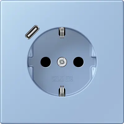 JUNG wandcontactdoos randaarde Safety+ met USB-C Les Couleurs outremer moyen 207 (LC 1520-18 C 207)