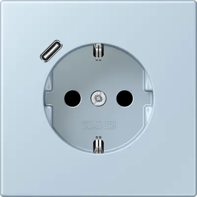 JUNG wandcontactdoos randaarde Safety+ met USB-C Les Couleurs outremer clair 208 (LC 1520-18 C 208)