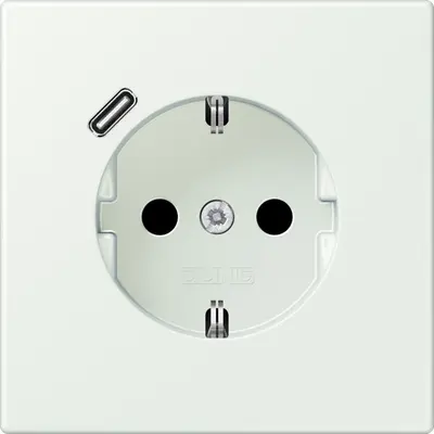 JUNG wandcontactdoos randaarde Safety+ met USB-C Les Couleurs outremer gris 210 (LC 1520-18 C 210)