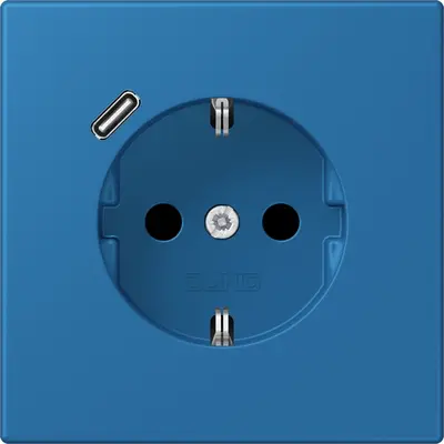 JUNG wandcontactdoos randaarde Safety+ met USB-C Les Couleurs bleu ceruleen 31 211 (LC 1520-18 C 211)