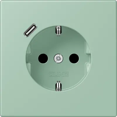JUNG wandcontactdoos randaarde Safety+ met USB-C Les Couleurs vert anglais clair 217 (LC 1520-18 C 217)