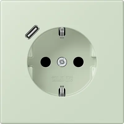 JUNG wandcontactdoos randaarde Safety+ met USB-C Les Couleurs vert anglais pale 218 (LC 1520-18 C 218)