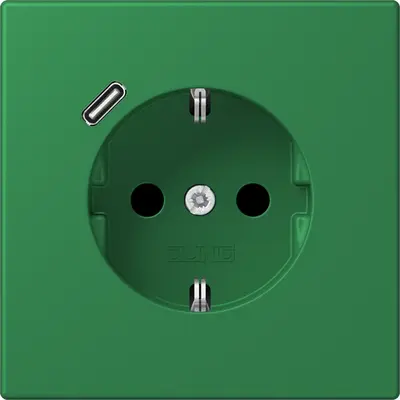 JUNG wandcontactdoos randaarde Safety+ met USB-C Les Couleurs vert fonce 219 (LC 1520-18 C 219)