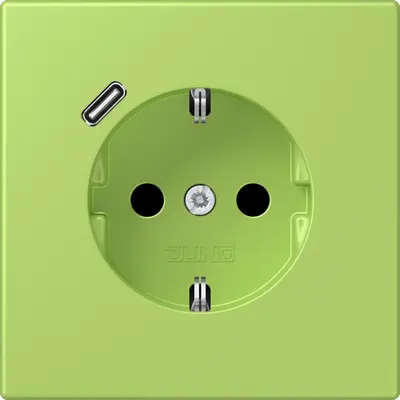 JUNG wandcontactdoos randaarde Safety+ met USB-C Les Couleurs vert clair 221 (LC 1520-18 C 221)