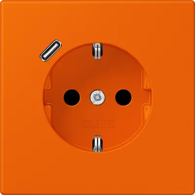JUNG wandcontactdoos randaarde Safety+ met USB-C Les Couleurs orange 224 (LC 1520-18 C 224)