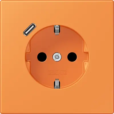 JUNG wandcontactdoos randaarde Safety+ met USB-C Les Couleurs orange clair 225 (LC 1520-18 C 225)