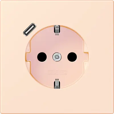 JUNG wandcontactdoos randaarde Safety+ met USB-C Les Couleurs orange pale 226 (LC 1520-18 C 226)