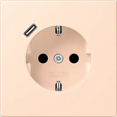 JUNG wandcontactdoos randaarde Safety+ met USB-C Les Couleurs rose pale 228 (LC 1520-18 C 228)