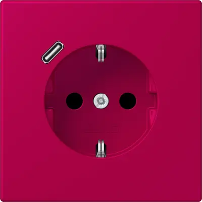 JUNG wandcontactdoos randaarde Safety+ met USB-C Les Couleurs rouge rubia 230 (LC 1520-18 C 230)