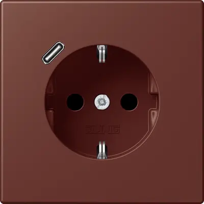 JUNG wandcontactdoos randaarde Safety+ met USB-C Les Couleurs terre sienne brulee 31 235 (LC 1520-18 C 235)