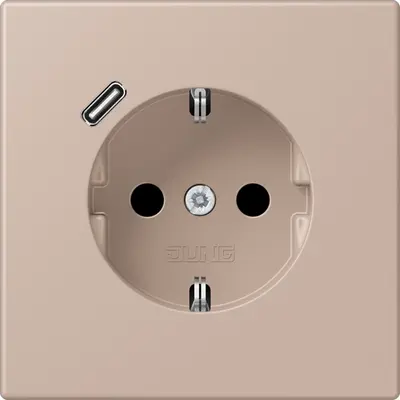JUNG wandcontactdoos randaarde Safety+ met USB-C Les Couleurs ombre brulee claire 240 (LC 1520-18 C 240)