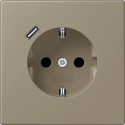 JUNG wandcontactdoos randaarde Safety+ met USB-C Les Couleurs ombre naturelle moyenne 242 (LC 1520-18 C 242)
