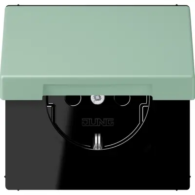 JUNG wandcontactdoos randaarde Safety+ met klapdeksel Les Couleurs vert anglais clair 217 (LC 1520 BFKIKL 217)